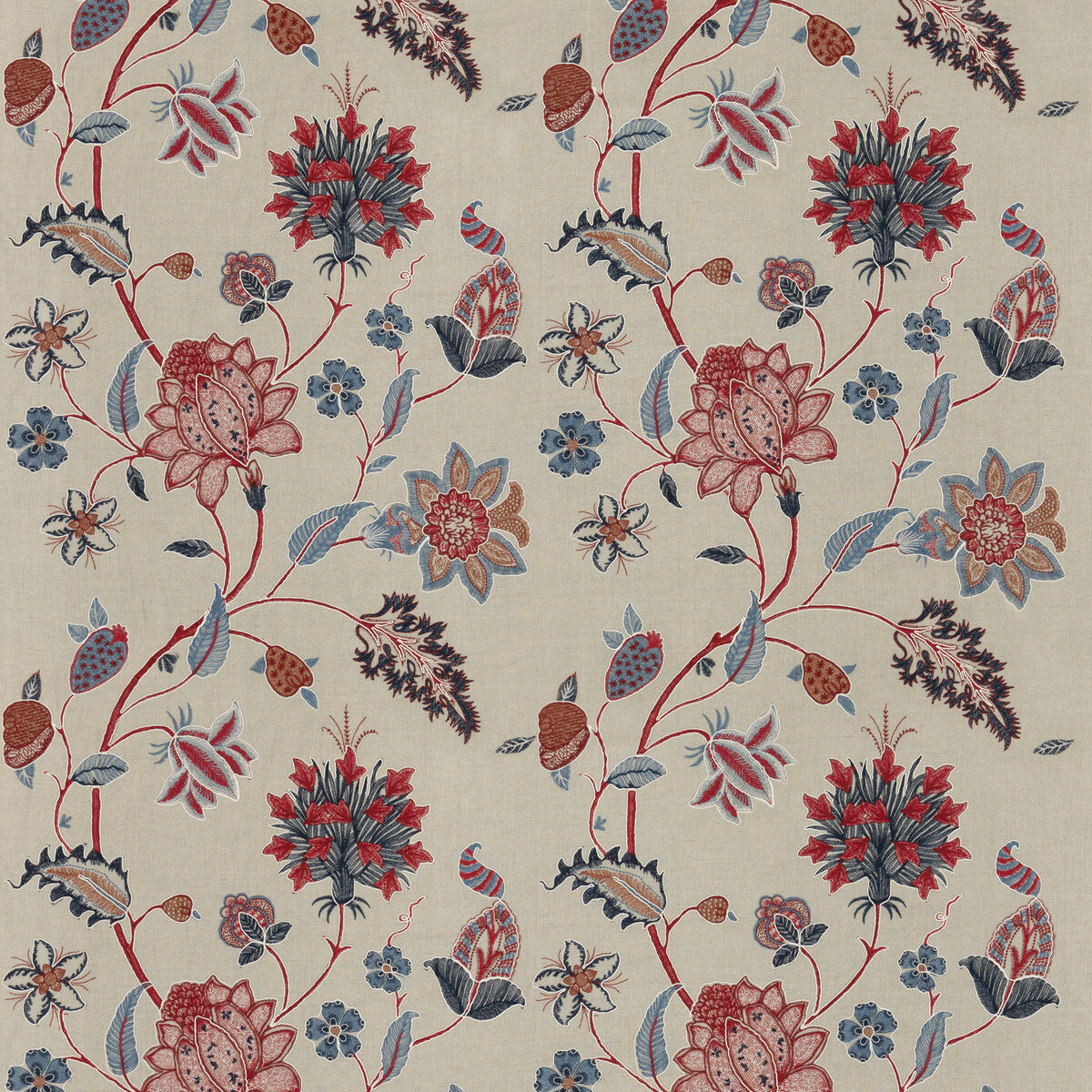 bf1078410-bakers-indienne-embroidery-indigored-g-p-j-baker - G P & J BAKER Fabric