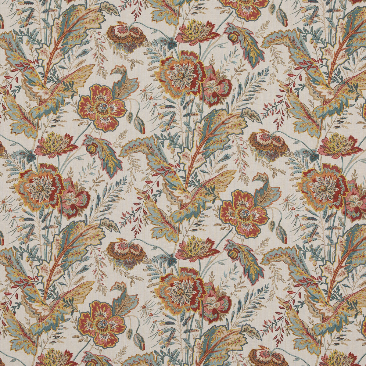 bp1093830-indienne-flower-redteal-g-p-j-baker - G P & J BAKER Fabric