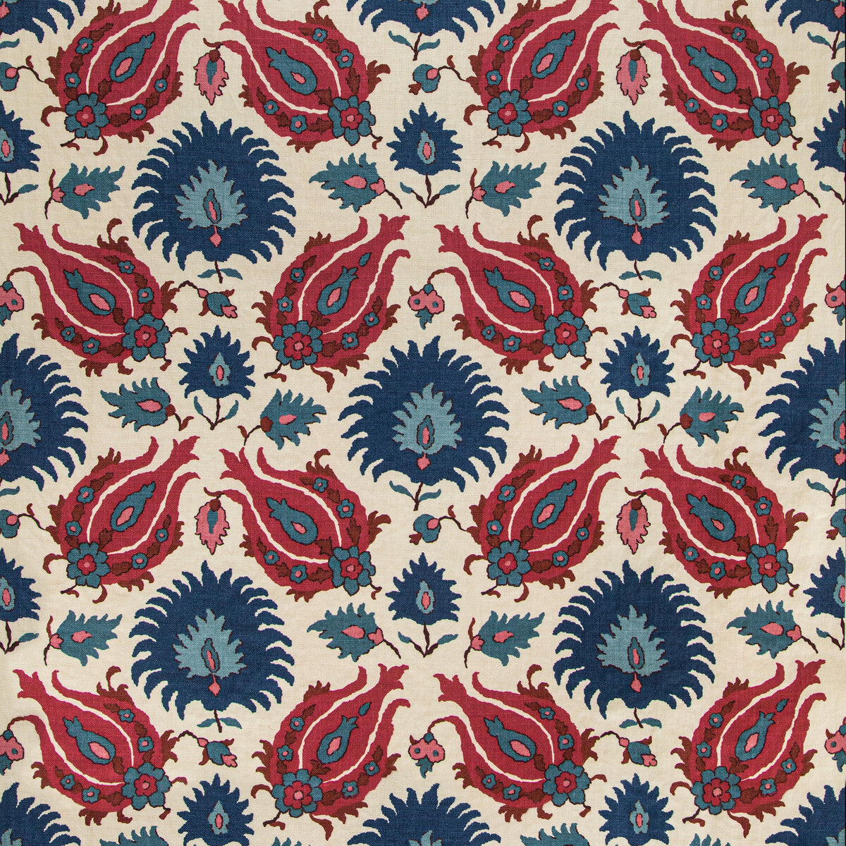 br-70002050190-kashmiri-linen-print-navyberry-brunschwig-fils - BRUNSCHWIG & FILS Fabric