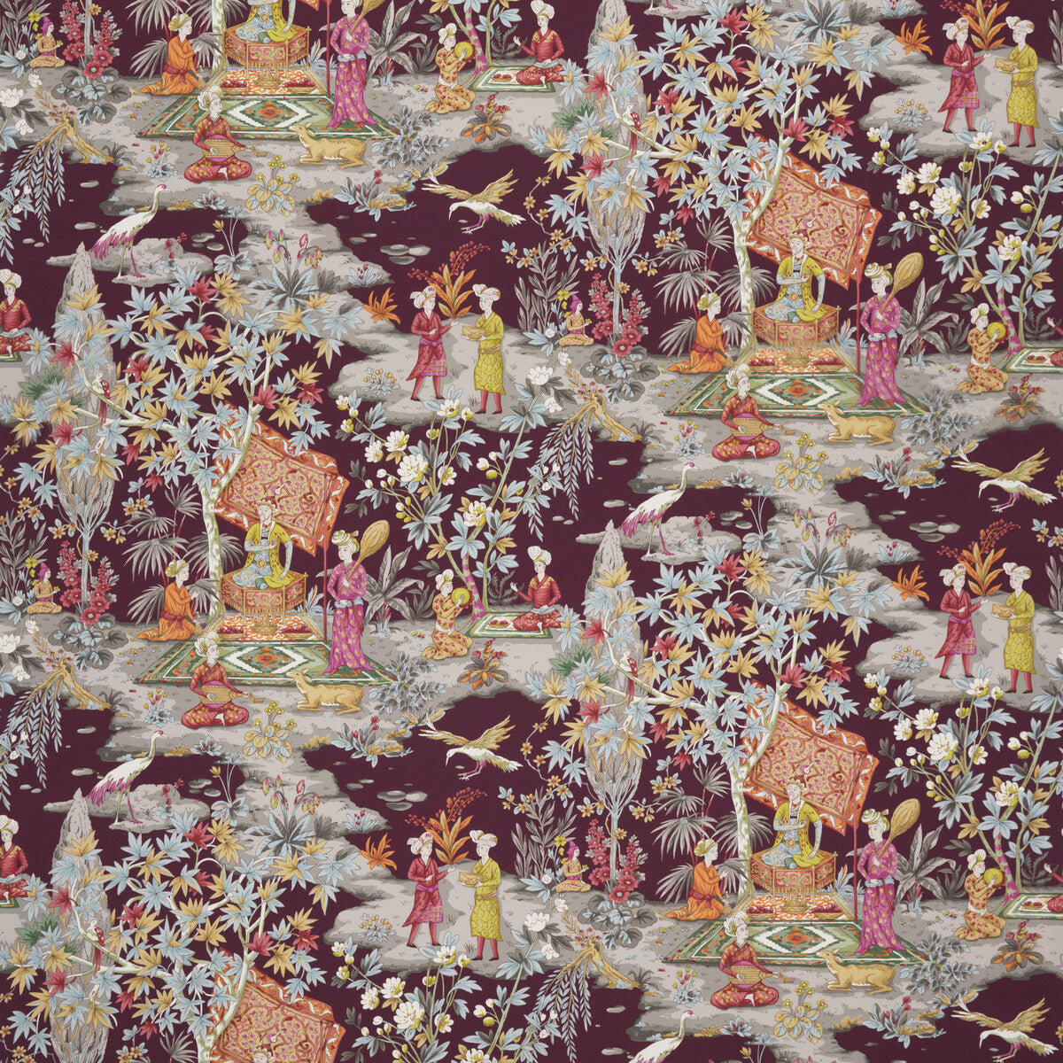 80181199090-lodi-garden-print-plum-brunschwig-fils - BRUNSCHWIG & FILS Fabric
