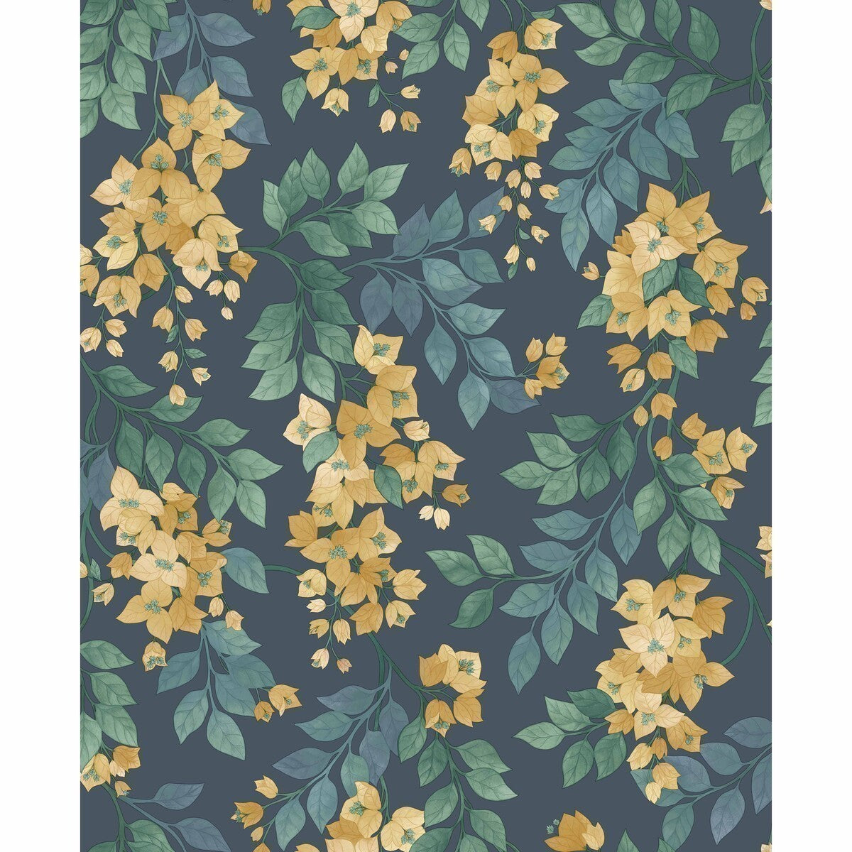 1176019cs0-bougainvillea-ochreviridianpetrol-on-ink-cole-son - COLE & SON Wallpaper