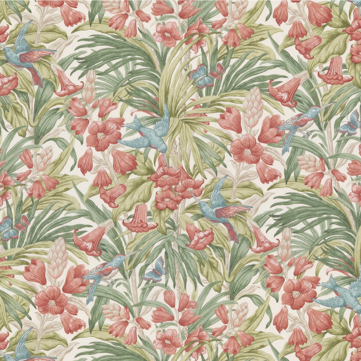 bp1097610-trumpet-flowers-cotton-redgreen-g-p-j-baker - G P & J BAKER Fabric