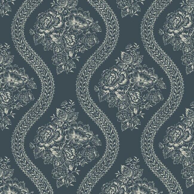 coverlet-floral-premium-peel-stick-wallpaper-taupe-on-navy-york-wallcoverings-psw1178rl