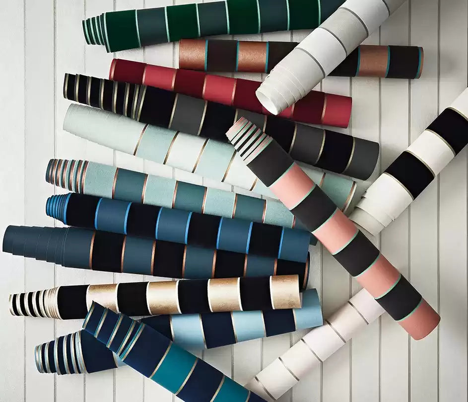 Regency Stripe Berry/Gold - Osborne & Little - W7780-12 Wallcovering