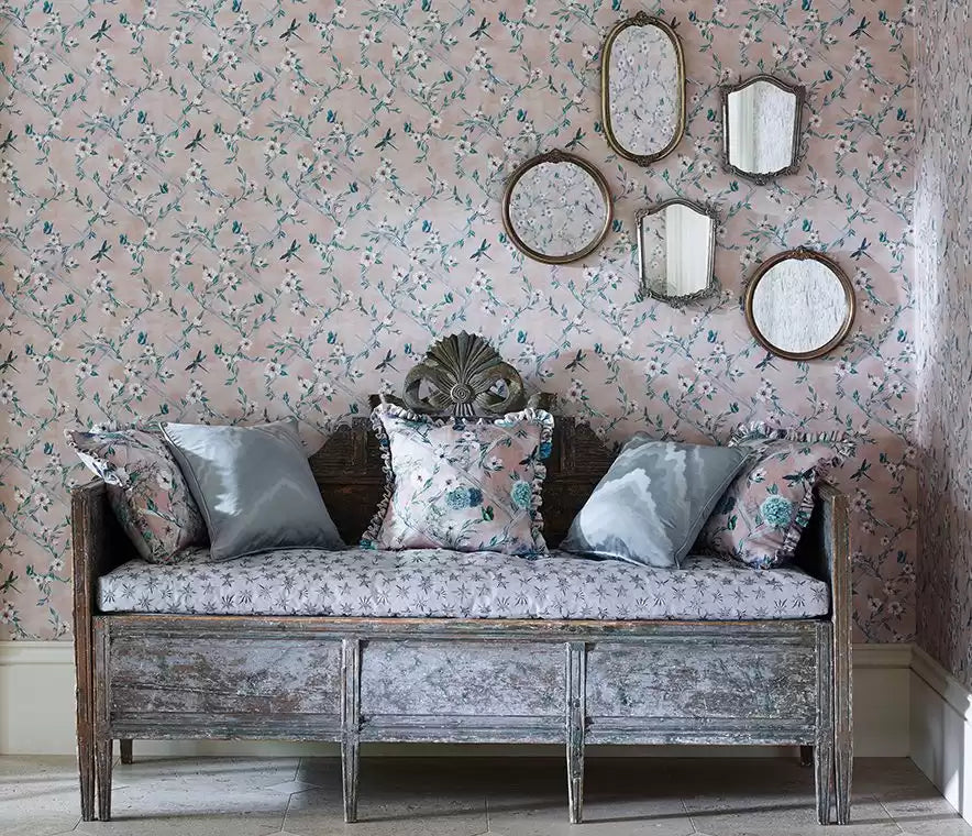 Belvoir Rosanna Trellis Stone/Persian - Matthew Williamson - W7145-03 Wallcovering