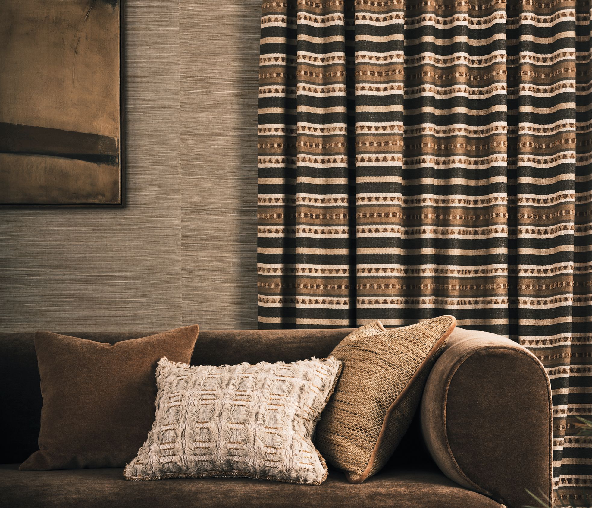 Caraballo Simien Camel/Soot - Osborne & Little - F8048-01 Fabric