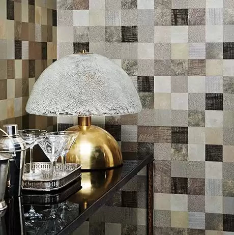 Mansard Tessella Sand/Terracotta/Gold - Osborne & Little - W6580-02 Wallcovering