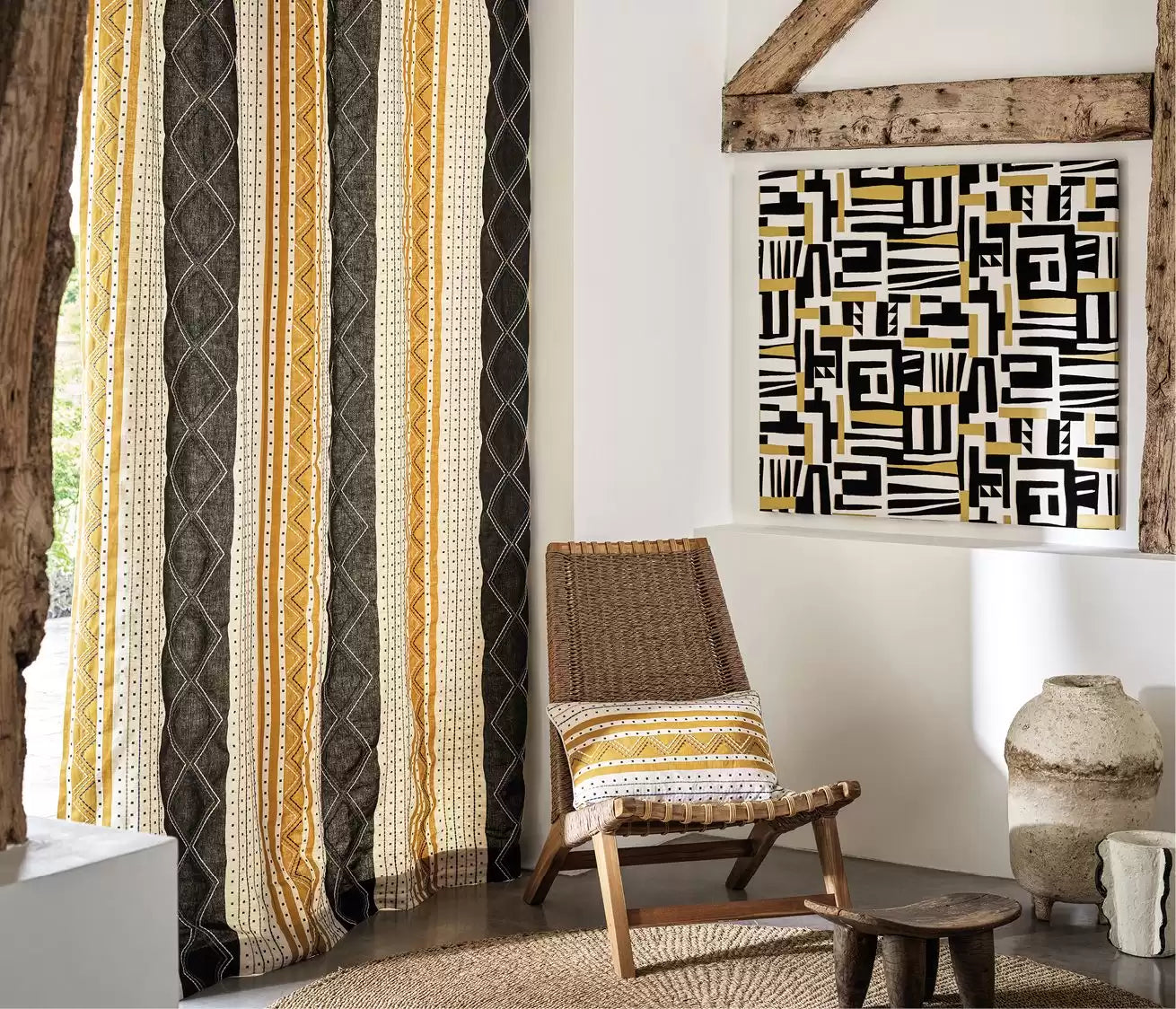 Irisa Turkana Charcoal/Gold - Osborne & Little - F7833-02 Fabric