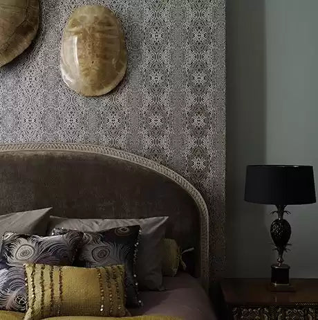 Cubana Turquino Metallic & Mica Linen - Matthew Williamson - W6804-01 Wallcovering
