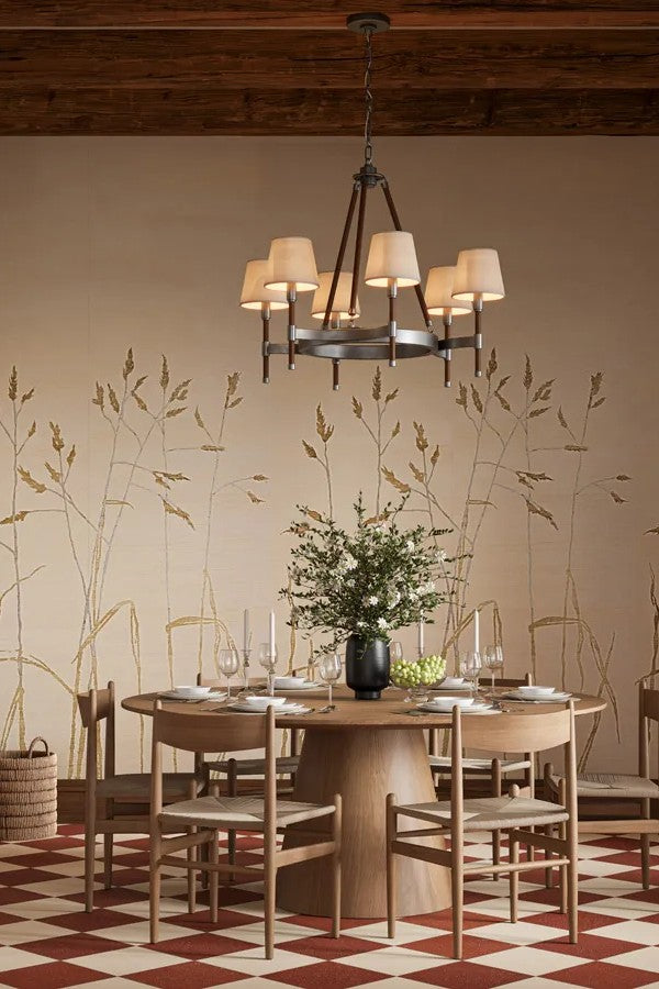 Innovations Torino wood veneer mural with etched grasses and metallic details