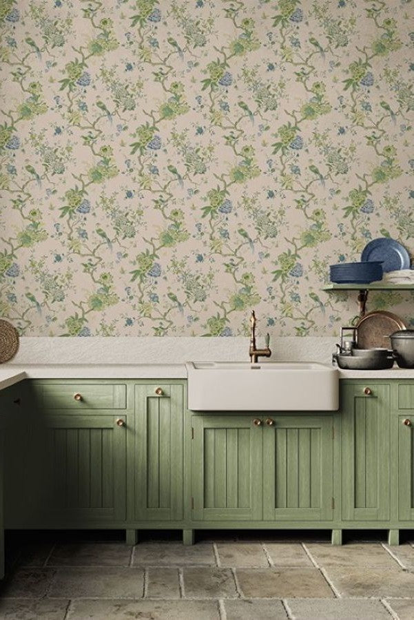 GP & J Baker Oriental Bird wallpaper in a Kitchen