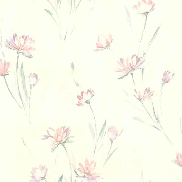 Veldt Lavender Chic Floral Wallpaper - York Wallcoverings - 436-37400