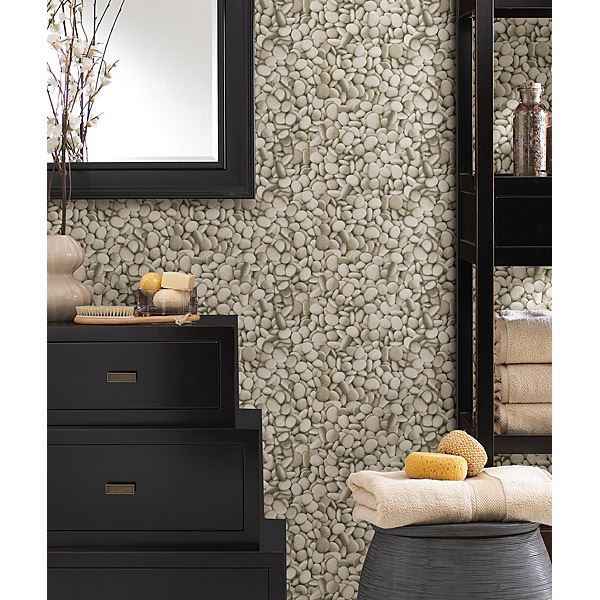 Sante Taupe Pebbles Wallpaper - York Wallcoverings - 412-56928 - York Wallcoverings Wallpaper