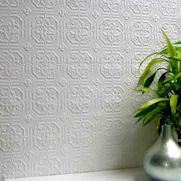 Derby White Paintable Anaglypta Original Wallpaper - York Wallcoverings - 437-RD124