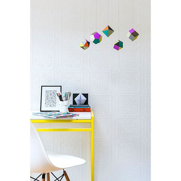 turner-tile-white-paintable-textured-vinyl-wallpaper-york-wallcoverings-437-rd80000 - York Wallcoverings Wallpaper