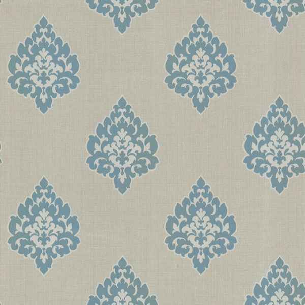 Donald Aqua Transitional Damask Print Wallpaper - York Wallcoverings - 484-68087