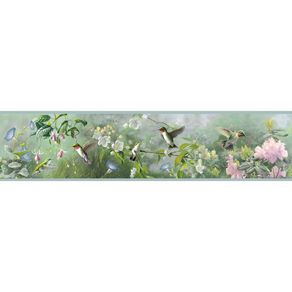ruby-green-hummingbird-garden-wallpaper-york-wallcoverings-bbc48531b - York Wallpaper Wallpaper