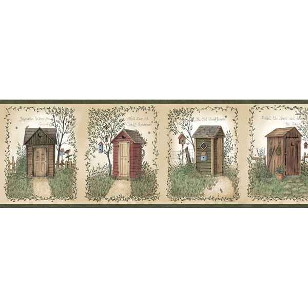 Fennel Wheat Outhouse Portrait Blocks Wallpaper - York Wallcoverings - BBC50321B - York Wallcoverings Wallpaper