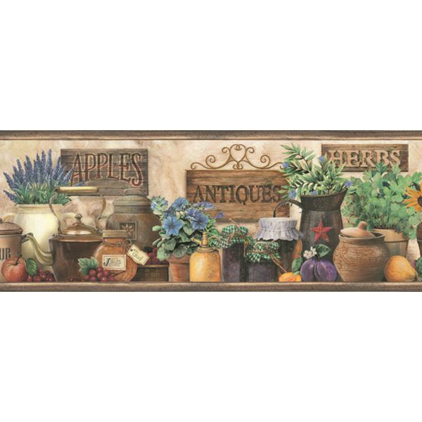 marche-green-antique-herbs-portrait-border-york-wallcoverings-bbc44581b - York Wallcoverings Wallpaper