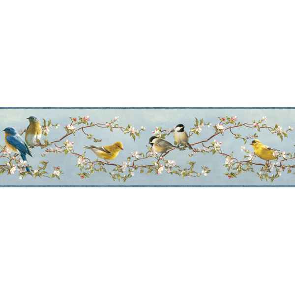Louise Blue Songbird Portrait Wallpaper - York Wallcoverings - HTM48511B - York Wallcoverings Wallpaper