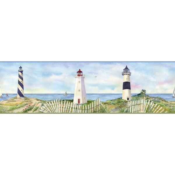 Blue Coastal Lighthouse Border - York Wallcoverings - CT46071B - York Wallcoverings Wallpaper
