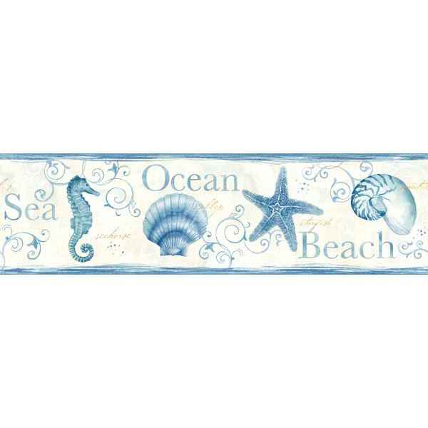 Island Bay Blue Seashells Wallpaper - York Wallcoverings - DLR53561B
