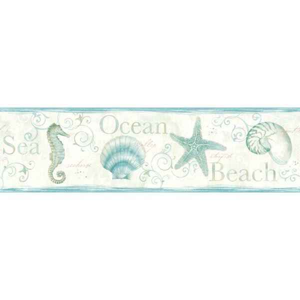 Island Bay Teal Seashells Wallpaper - York Wallcoverings - DLR53562B - York Wallcoverings Wallpaper