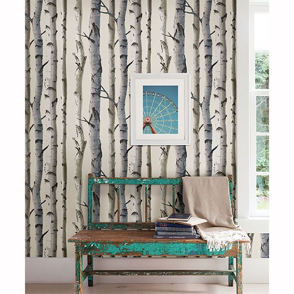 irvin-grey-birch-tree-york-wallcoverings-2532-20418 - York Wallcoverings Wallpaper
