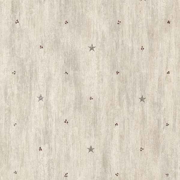 Bryndle Grey Barnstar & Sprigs Wallpaper - York Wallcoverings - CTR090611