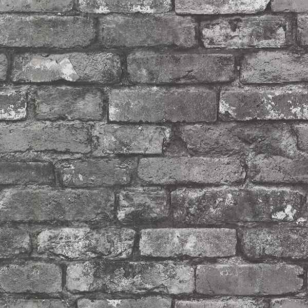 Brickwork Slate Exposed Brick Wallpaper - York Wallcoverings - 2604-21260