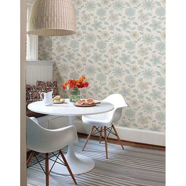 maisie-teal-batik-flower-york-wallcoverings-1014-001814 - York Wallcoverings Wallpaper