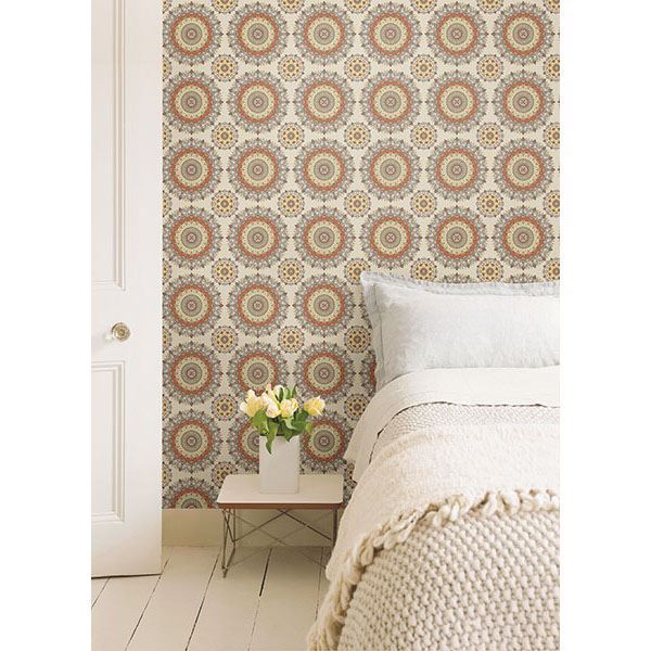 gemma-coral-boho-medallion-york-wallcoverings-1014-001803 - York Wallcoverings Wallpaper