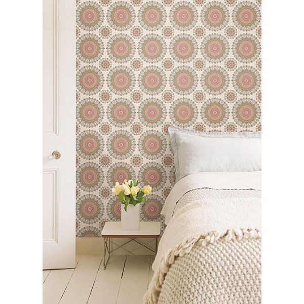 gemma-aqua-boho-medallion-york-wallcoverings-1014-001801 - York Wallcoverings Wallpaper