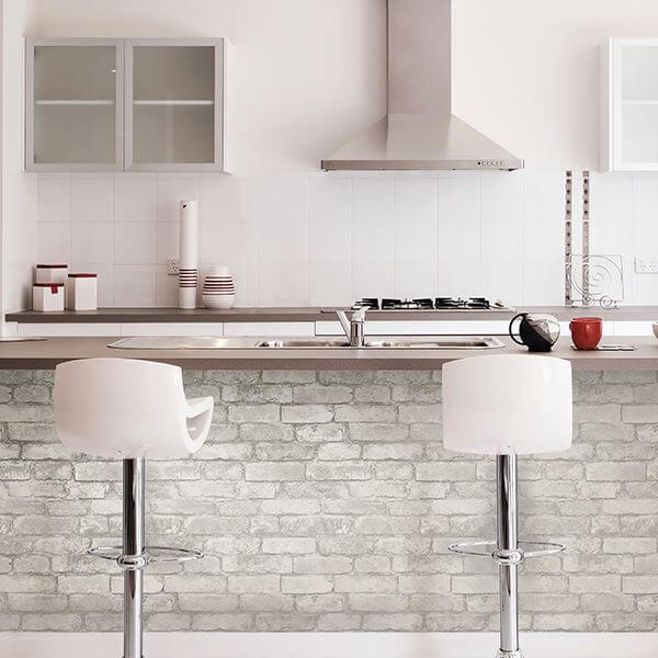 grey-and-white-brick-peel-and-stick-wallpaper-york-wallcoverings-nu3010 - York Wallcoverings Wallpaper