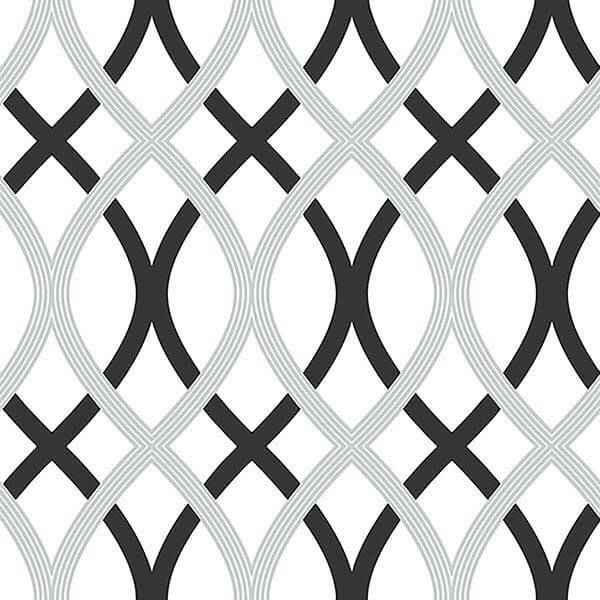 Black and Silver Lattice Peel and Stick Wallpaper - York Wallcoverings - NU1658