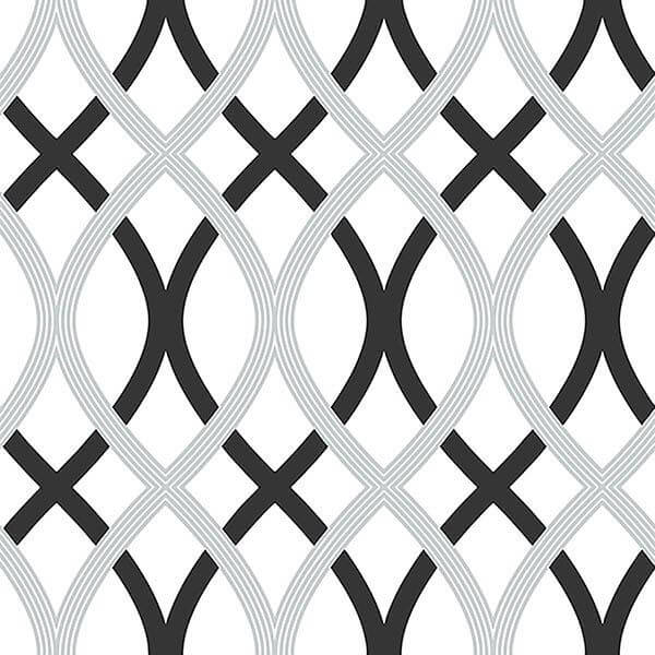 black-and-silver-lattice-peel-and-stick-wallpaper-york-wallcoverings-nu1658 - York Wallcoverings Wallpaper