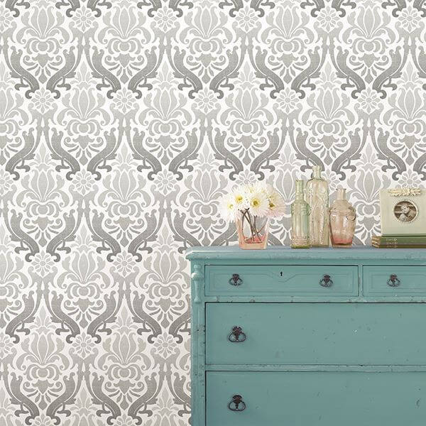 grey-nouveau-damask-peel-and-stick-wallpaper-york-wallcoverings-nu1827 - York Wallcoverings Wallpaper