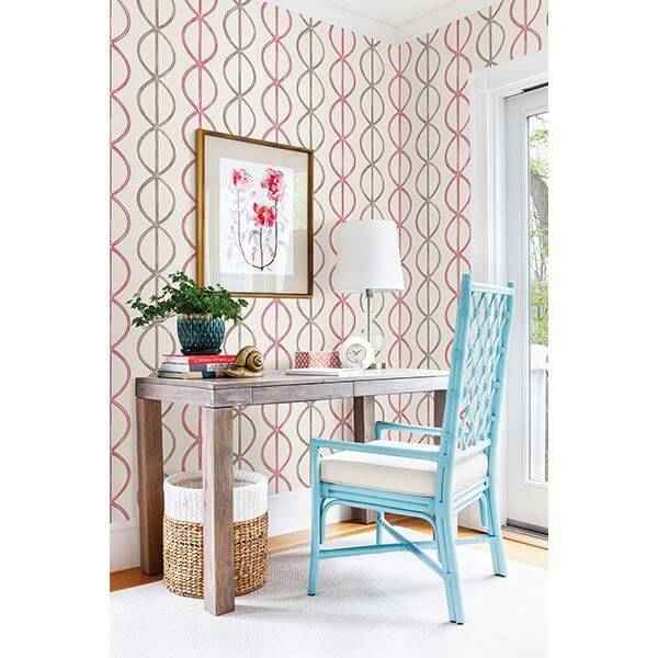 Banning Stripe Pink Geometric Wallpaper - York Wallcoverings - 2656-004009 - York Wallcoverings Wallpaper