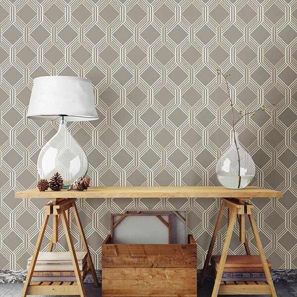 linkage-brown-trellis-wallpaper-york-wallcoverings-2697-78052 - York Wallcoverings Papel pintado