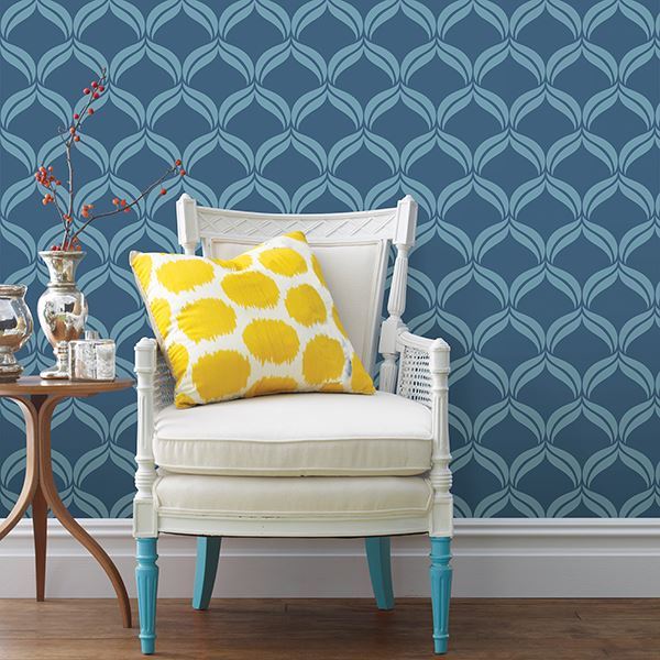 petals-blue-ogee-york-wallcoverings-2697-22648 - York Wallcoverings Wallpaper