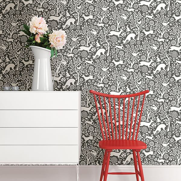 meadow-charcoal-animals-york-wallcoverings-2702-22729 - York Wallcoverings Wallpaper