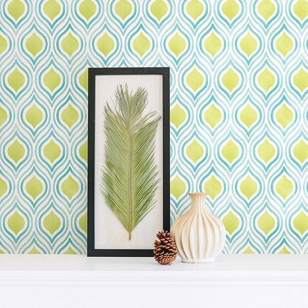 plume-green-ogee-york-wallcoverings-2702-22715 - York Wallcoverings Wallpaper