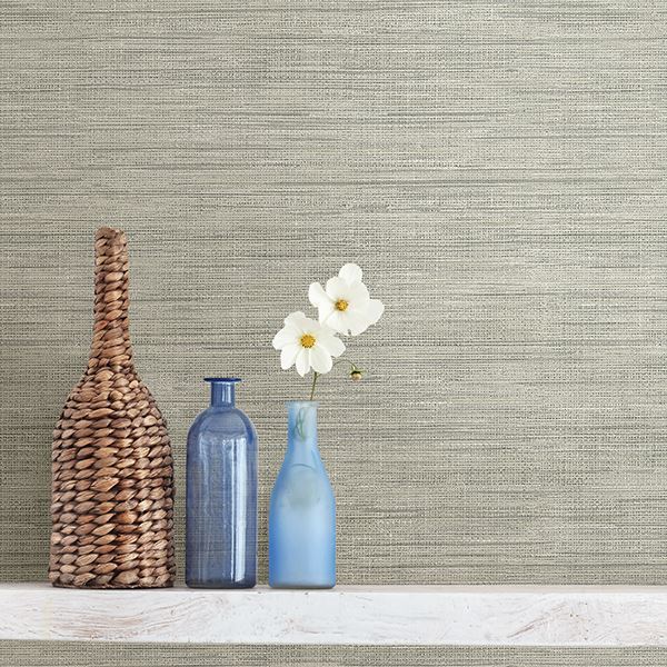 island-grey-faux-grasscloth-wallpaper-york-wallcoverings-fd23285 - York Wallcoverings Wallpaper