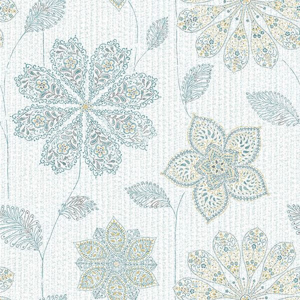 gypsy-floral-bluegreen-peel-and-stick-wallpaper-york-wallcoverings-nu1697 - York Wallcoverings Wallpaper
