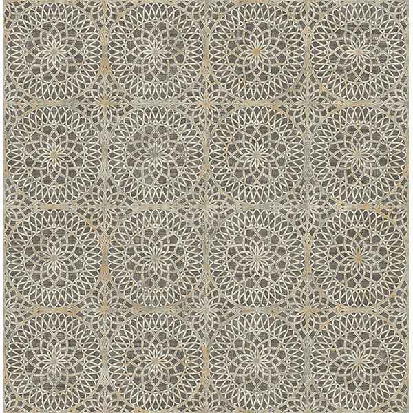 Twist Brown Medallion Wallpaper - York Wallcoverings - PS40806