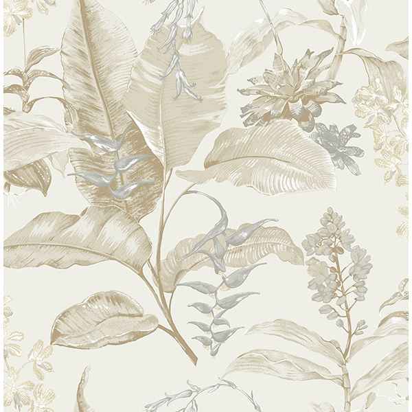 Maui Beige Botanical Wallpaper - York Wallcoverings - PS41805