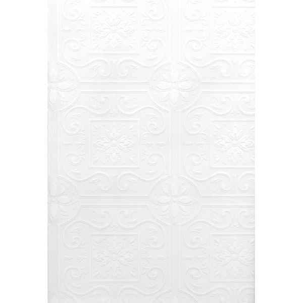Talavera White Flower Tile Paintable Wallpaper - York Wallcoverings - 2704-59001 - York Wallcoverings Wallpaper