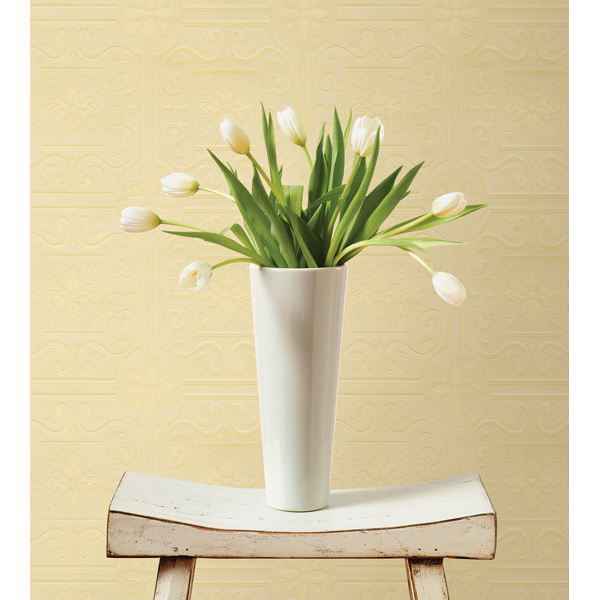 Talavera White Flower Tile Paintable Wallpaper - York Wallcoverings - 2704-59001 - York Wallcoverings Wallpaper