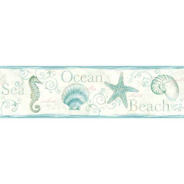 Island Teal Teal Seashells Wallpaper - York Wallcoverings - 3113-53562B