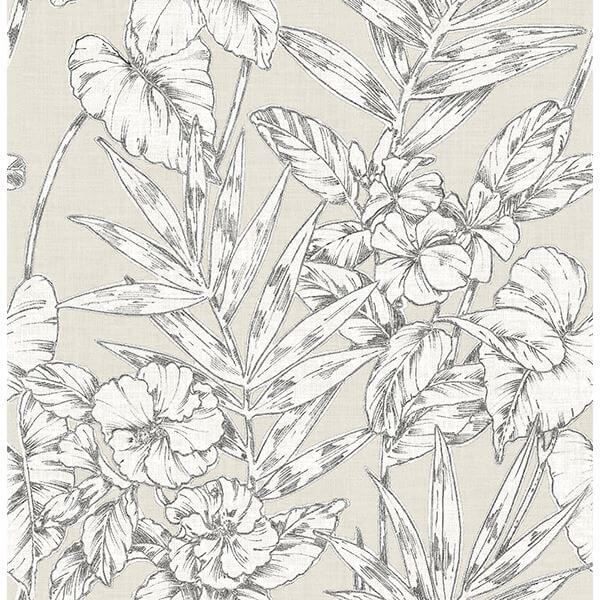 fiji-beige-floral-wallpaper-york-wallcoverings-2744-24104 - York Wallcoverings Wallpaper